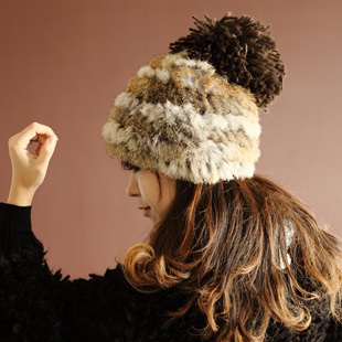  秋冬帽女士毛线帽毛毛獭兔毛帽子皮毛可爱女冬天冬季韩版加厚保暖