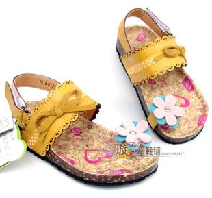  清仓夏款 韩风火爆场 真皮花朵软底童凉鞋 儿童凉鞋 女童