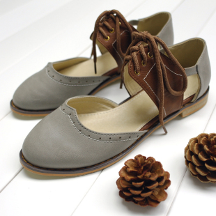  夏季热风 韩国复古森系带 平跟平底包头凉拖鞋凉鞋女式鞋 蘑菇街