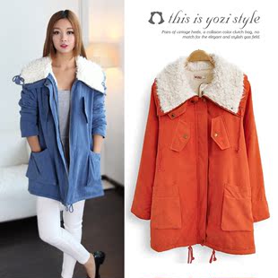 YOZI品牌冬装新品韩版女装宽松毛领加厚中长棉服外套棉衣女ZB195