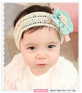  【卡哇伊baby】韩版雪纺花朵蕾丝儿童假发发带/婴儿发饰发带 M128