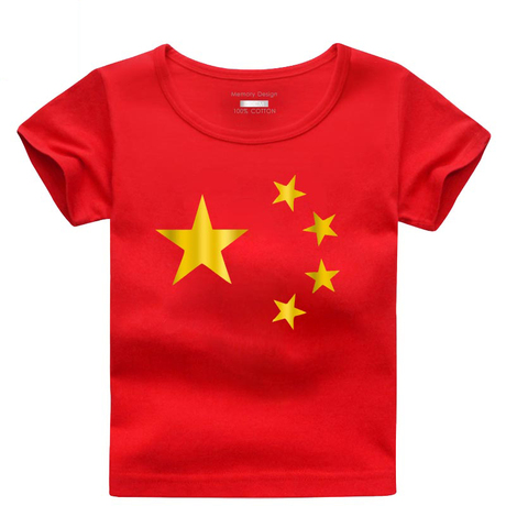 童装国旗t恤 男童短袖t恤 儿童纯棉体恤爱国衫 