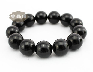  天然黑碧玺手链14MMl碧玺男款手链16MM皆有 假一赔十*特价