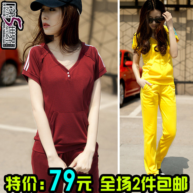 2012新款夏装韩版短袖T恤套装运动套装女休闲套装女款 791