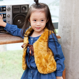  巧可巧克童装 秋冬韩版女童装时尚毛绒儿童马甲外套背心马夹