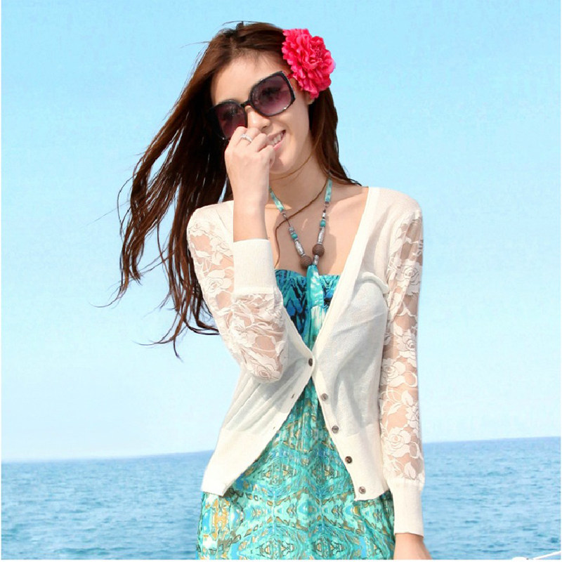 蕾丝毛衣<em>开衫外套 配</em>长裙<em>针织</em>衫 <em>裙子</em>外搭夏长