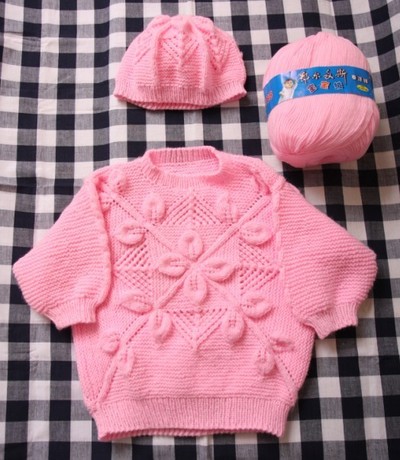 <em>儿童毛衣婴幼儿毛衣</em>手工艺术花朵<em>编织</em>女宝宝毛