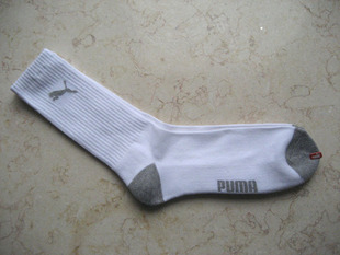 正品PUMA男式 白灰色 保暖 中长筒袜 底加厚 