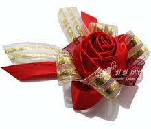 【淘宝婚庆】高档全手工红玫瑰奥地利水钻 结婚胸花/腕花 单个16