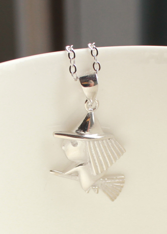 990纯银小<em>女巫</em>纯银项链<em>吊坠</em>短款锁骨链首饰女