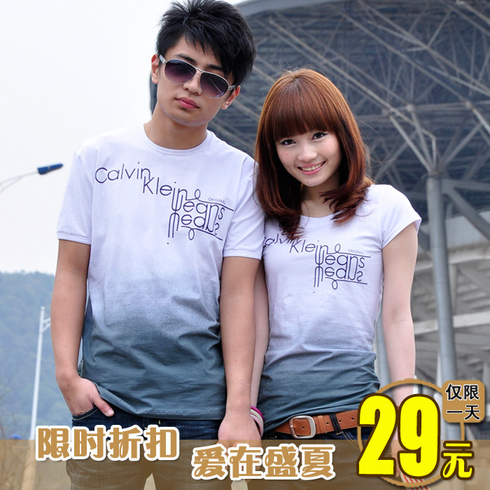 夏季情侣装夏装2012韩版新款女装大码短袖长款韩国代购情侣t恤夏