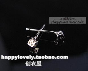  925纯银饰品 男女中性款立体骰子/色子耳钉/防过敏/实心耳骨钉 小