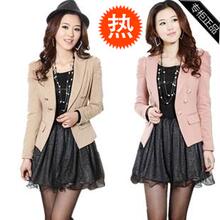 热卖新品 2012春装新款韩版女装 双排扣修身泡泡袖女式短外套