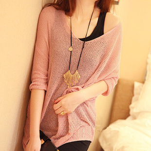 薄款针织V领休闲...