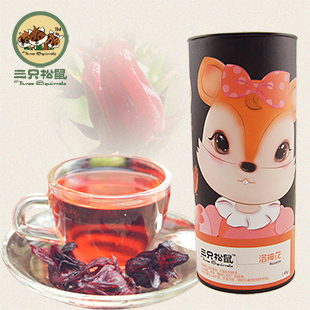  【三只松鼠_洛神花茶】花草茶玫瑰茄洛神花茶45g罐装 DF2