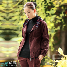INMAN茵曼2012春装新款翻领洗水工艺修身短 外套 女JC3808