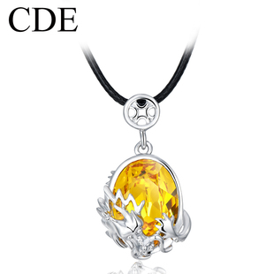  CDE特价包邮新年千禧龙生肖 施华洛世奇元素水晶项链 女 皮绳吊坠