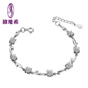  欧维希 正品 爆款包邮 紫水晶 八心八箭瑞士钻 S925 纯银手链女款