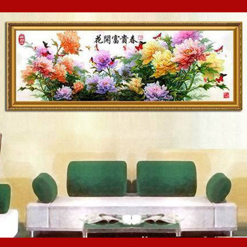 丝线新品 法国进口R线DMC色系 花开富贵春 牡丹花 印布十字绣