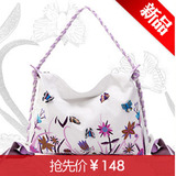 麦包包 VEMO/薇茉 2011春夏新时尚编织印花水饺包女式单肩包女包