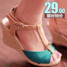 2012夏季新款鱼嘴鞋女凉鞋坡跟厚底凉鞋高跟鞋松糕罗马鞋女鞋子