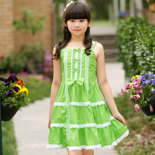  绿盒子摩登小姐童装女童连衣裙吊带裙儿童公主裙