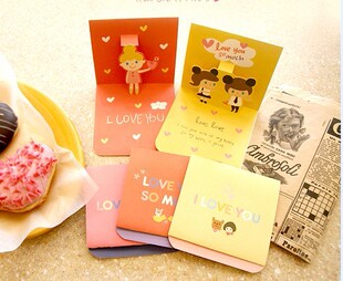  D316  7321女孩贺卡 卡片+贴纸+信封-5款