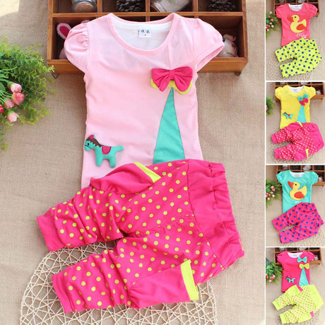 2014韩版新款女童夏装套装一周半岁2二岁女宝