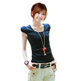 泡泡袖T恤新款夏装大码森女女装短袖肩章韩版打底春夏T恤862
