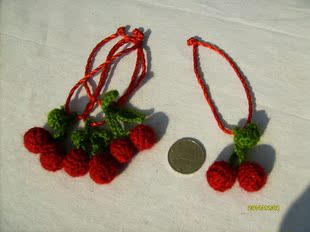 特价*一见倾心*纯<em>手工</em>钩织毛线花 樱桃手链5元