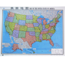 最新！美国地图 展开111X85厘米 中英文  满58元包邮