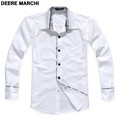 DEERE MARCHI迪尔马奇 英伦格子翻领纯棉长袖衬衫 DM05白