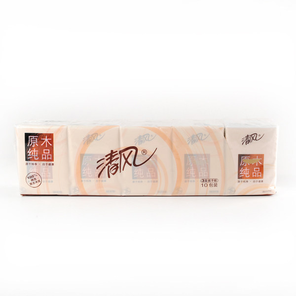 【天猫超市】清风手帕纸 原木纯品3层10张*10包