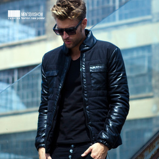 viishow冬款新款男装 男士棉衣修身拼接短款棉服潮男外套