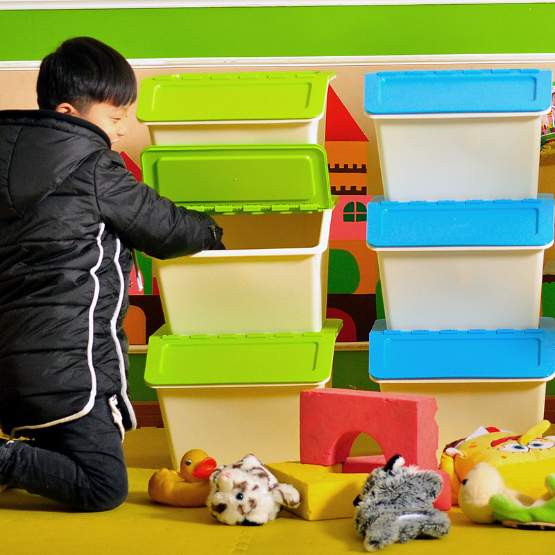 百露 厨房盖视收纳箱塑料整理箱可叠加儿童零食玩具收纳盒储物箱
