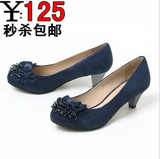 2012新款<span class=H>百丽</span>女鞋专柜正品女真皮蝴蝶结3QD08D单鞋34-40码包邮