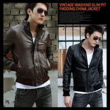 2010秋款新款 韩版男装外套精品 潮流时尚立领多拉链皮衣 男款P03