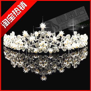  韩式新娘皇冠结婚头饰发饰配饰品/合金水钻珍珠头冠拍照造型必备