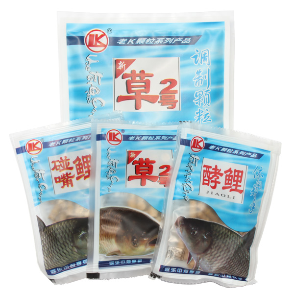 老K颗粒鱼饵 碰嘴鲤/酵鲤/草2号 40g/150g 皮筋颗粒粉鱼食小药