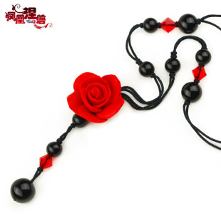  凤凰涅磐项链 女 短款 锁骨 红玫瑰雕漆玛瑙 原创手工中国风饰品