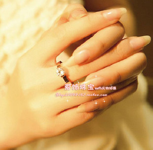  时尚宝格丽同款单钻裸钻婚戒韩版镀18K玫瑰金结婚钻石戒指女指环