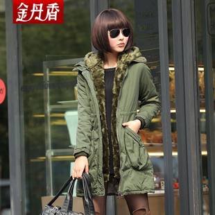  金丹香秋冬装女装韩版外套军绿色加厚棉服大码棉衣女DM