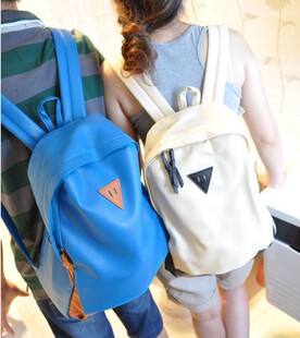  秋季新款学院风女式男式情侣双肩包学生书包PU皮背包麦包包