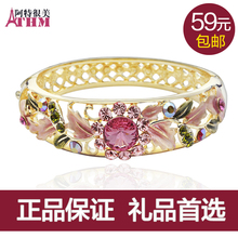 Zero Lie Te beautiful retro fashion crystal bracelet female wide cloisonne gift