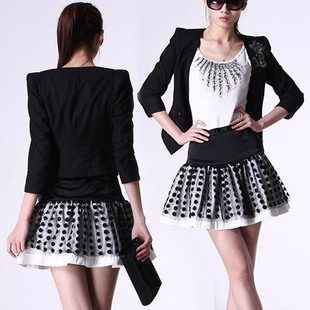 范冰冰同款 迷你超短裙 精美高腰蓬蓬半裙 波点