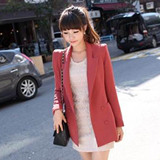 2012新款春秋装韩版女装双排扣中长款修身西服休闲小西装外套女