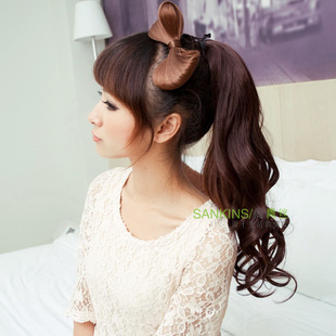 Pinus massoniana large non-mainstream Japanese wave black hair wigs Masson wig ponytail volume explosion