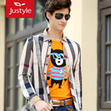 【Justyle】时尚春夏大保罗格男士简约休闲长袖衬衫