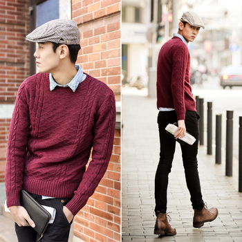 <em>毛衣</em>搭配_英伦系列 30%羊毛成分复古麻花编织