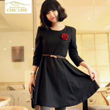 CHIC LINE������Ʒ�ﶬ�¿�����Ůװ��ɫ��Բ��Բ���߷�������ȹ